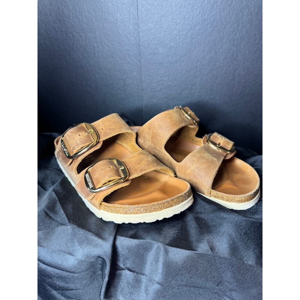 BIRKENSTOCK ARIZONA BIG BUCKLE SANDALS ANTIQUE COGNAC OILED - Picture 2 of 9